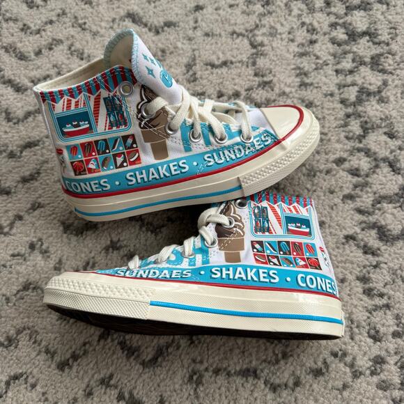 New Converse Chuck 70 Hi Frozen Treats Shoes Ice Cream Blue Red Youth 1Y - Picture 7 of 11